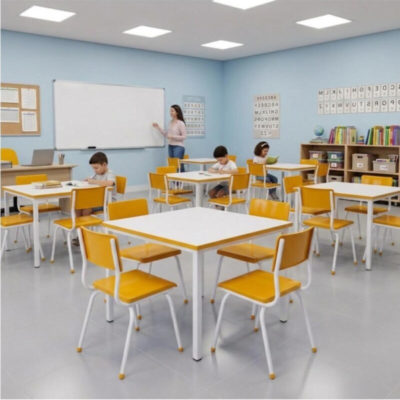 Conjunto Escolar Coletivo Infantil 4 Cadeiras 03 a 06 Anos