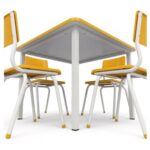 Conjunto Escolar Coletivo 6 a 10 anos com Mesa Quadrada e 4 Lugares