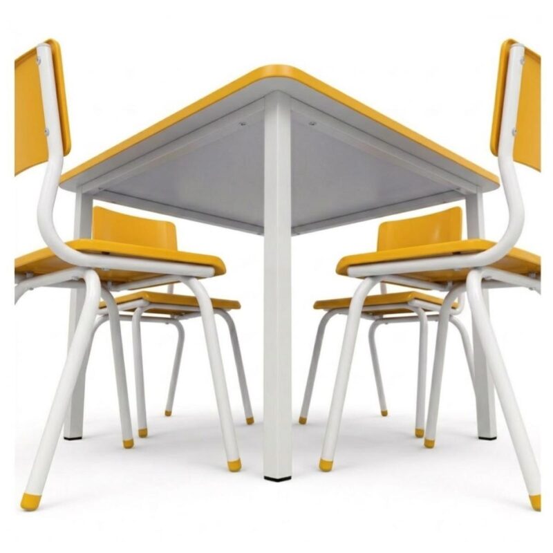 Conjunto Escolar Coletivo 6 a 10 anos com Mesa Quadrada e 4 Lugares