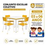 Conjunto Escolar Coletivo Infantil 4 Cadeiras 03 a 06 Anos