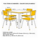 Conjunto Escolar Coletivo Infantil 4 Cadeiras 03 a 06 Anos