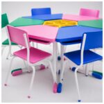 Conjunto Escolar Modular Juvenil com 6 Lugares e Mesas Trapezoidais