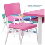Conjunto Escolar Modular Juvenil com 6 Lugares e Mesas Trapezoidais