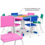 Conjunto Escolar Modular Juvenil com 6 Lugares e Mesas Trapezoidais