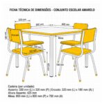 Conjunto Escolar Coletivo 6 a 10 anos com Mesa Quadrada e 4 Lugares