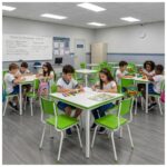 Conjunto Escolar Coletivo 6 a 10 anos com Mesa Quadrada e 4 Lugares