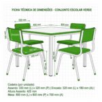 Conjunto Escolar Coletivo 6 a 10 anos com Mesa Quadrada e 4 Lugares