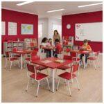 Conjunto Escolar Coletivo 6 a 10 anos com Mesa Quadrada e 4 Lugares