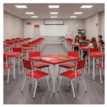 Conjunto Escolar Coletivo 6 a 10 anos com Mesa Quadrada e 4 Lugares