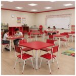 Conjunto Escolar Coletivo 6 a 10 anos com Mesa Quadrada e 4 Lugares
