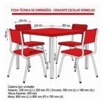 Conjunto Escolar Coletivo 6 a 10 anos com Mesa Quadrada e 4 Lugares