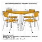 Conjunto Escolar Coletivo 6 a 10 anos com Mesa Quadrada e 4 Lugares