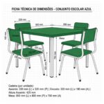 Conjunto Escolar Coletivo 6 a 10 anos com Mesa Quadrada e 4 Lugares