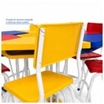 Conjunto Escolar Modular Juvenil com 6 Lugares e Mesas Trapezoidais