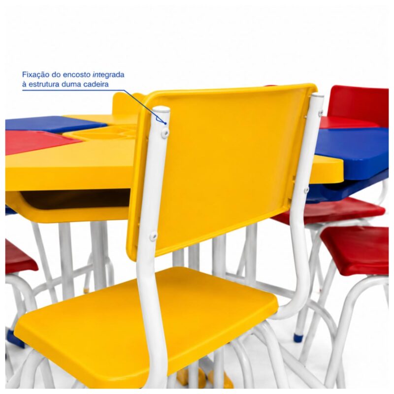 Conjunto Escolar Modular Juvenil com 6 Lugares e Mesas Trapezoidais