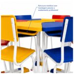 Conjunto Escolar Modular Juvenil com 6 Lugares e Mesas Trapezoidais