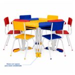 Conjunto Escolar Modular Juvenil com 6 Lugares e Mesas Trapezoidais