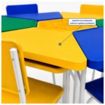 Conjunto Escolar Modular Juvenil com 6 Lugares e Mesas Trapezoidais