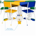 Conjunto Escolar Modular Juvenil com 6 Lugares e Mesas Trapezoidais