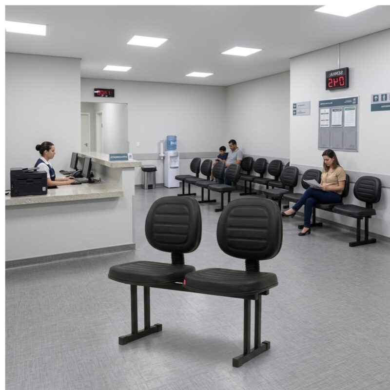 Longarina Estofada Executiva 2 Lugares para Recepção