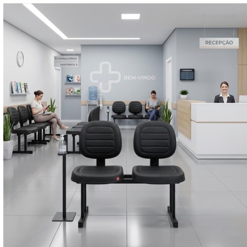 Longarina Estofada Executiva 2 Lugares para Recepção