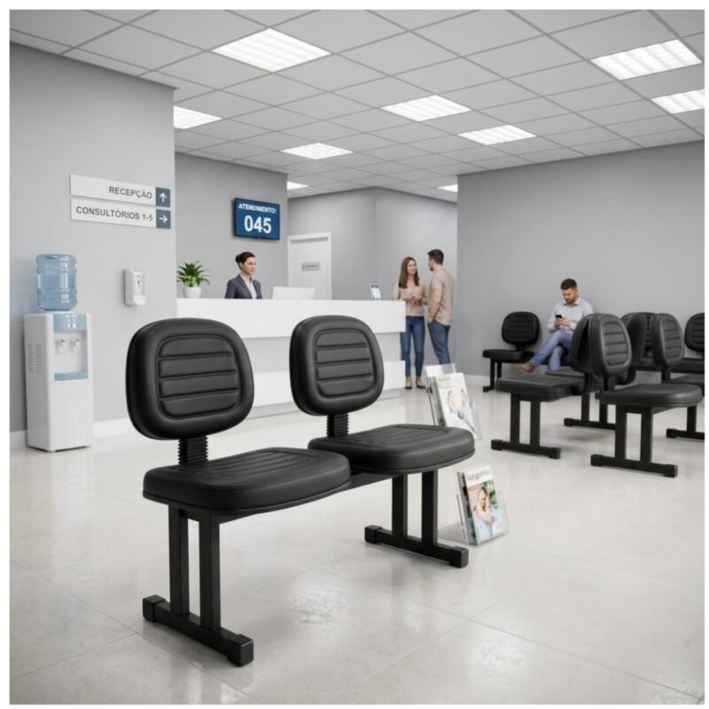 Longarina Estofada Executiva 2 Lugares para Recepção