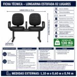 Longarina Diretor 2 Lugares Estofada 130 kg