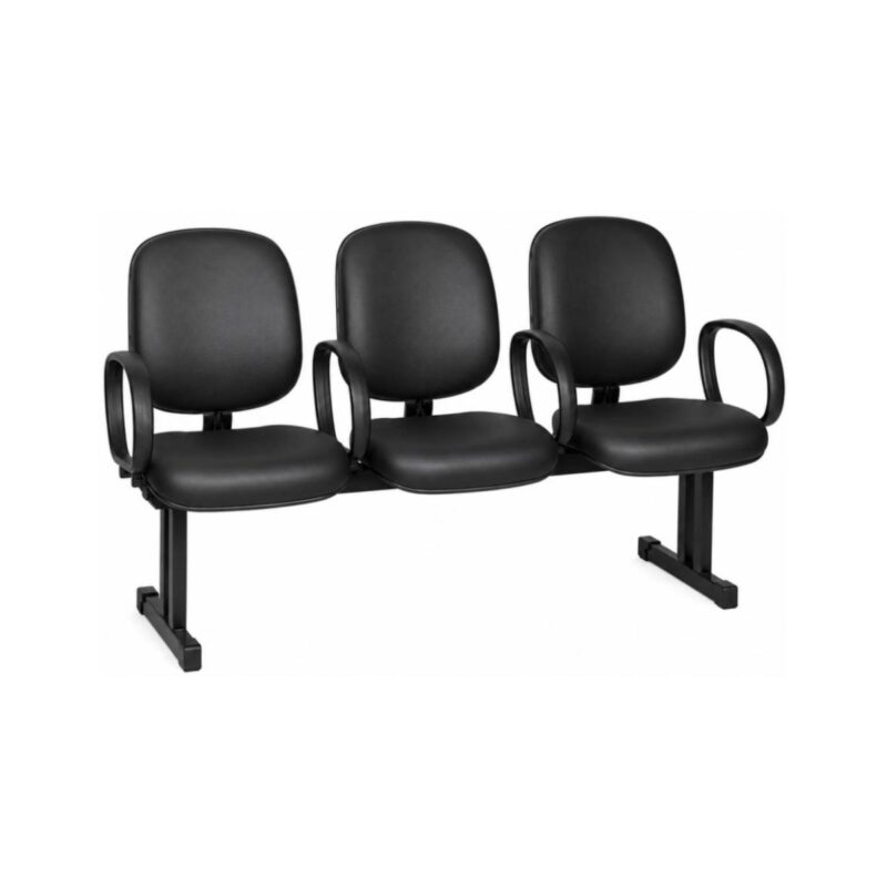 Longarina Estofada de 3 Lugares com Braços Longarina Estofada de 3 Lugares com Braços