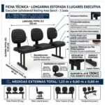 Longarina Executiva 3 Lugares Estofada para Recepção