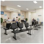 Longarina Estofada Executiva 3 Lugares para Recepção