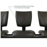 Longarina Estofada Executiva 3 Lugares para Recepção