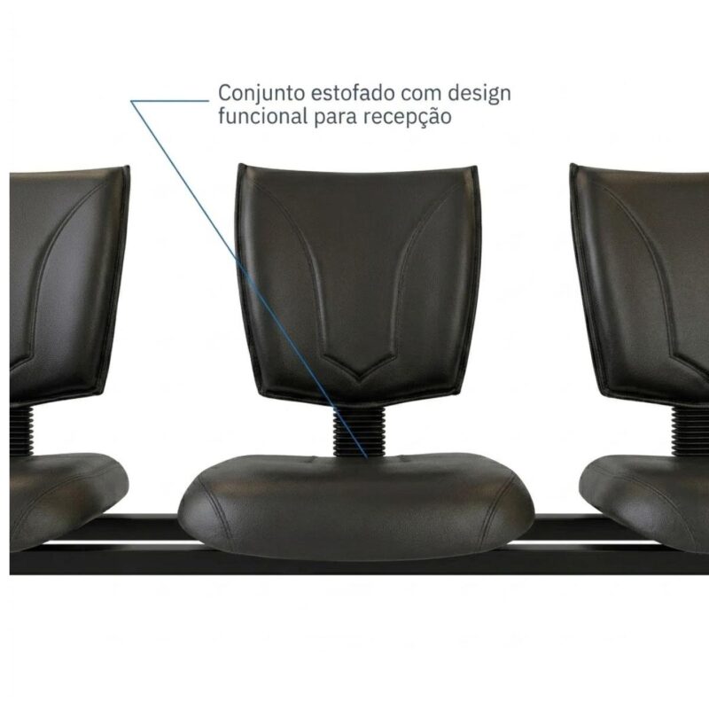 Longarina Estofada Executiva 3 Lugares para Recepção