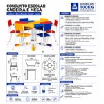 Conjunto Escolar Modular Juvenil com 6 Lugares e Mesas Trapezoidais