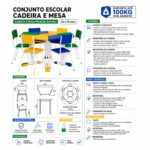 Conjunto Escolar Modular Juvenil com 6 Lugares e Mesas Trapezoidais