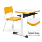Conjunto Escolar Amarelo com Mesa e Cadeira 03 a 06 Anos
