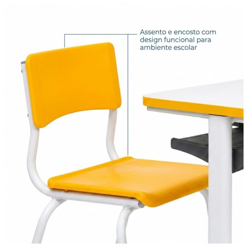 Conjunto Escolar Amarelo com Mesa e Cadeira 03 a 06 Anos