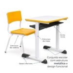 Conjunto Escolar Amarelo com Mesa e Cadeira 03 a 06 Anos