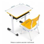 Conjunto Escolar Amarelo com Mesa e Cadeira 03 a 06 Anos