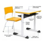 Conjunto Escolar Amarelo com Mesa e Cadeira 03 a 06 Anos