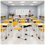 Conjunto Escolar Amarelo com Mesa e Cadeira 03 a 06 Anos
