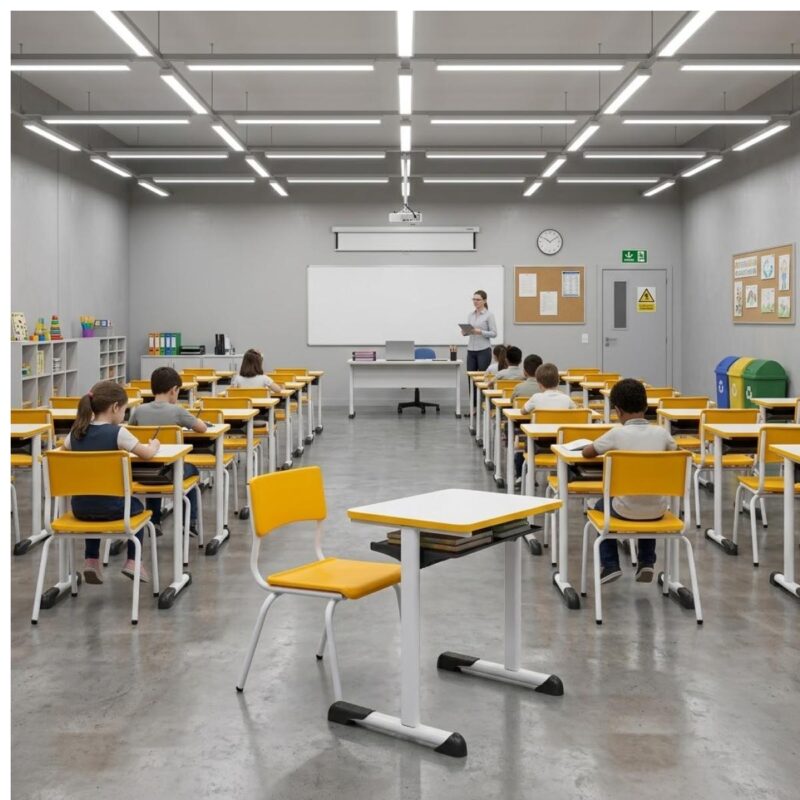 Conjunto Escolar Amarelo com Mesa e Cadeira 03 a 06 Anos
