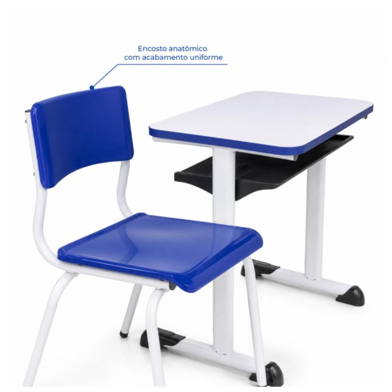 Conjunto Escolar Azul com Mesa e Cadeira 06 a 10 Anos