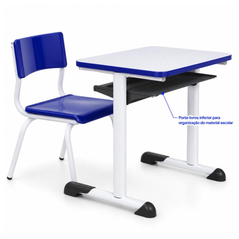 Conjunto Escolar Azul com Mesa e Cadeira 06 a 10 Anos