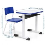 Conjunto Escolar Azul com Mesa e Cadeira 03 a 06 Anos