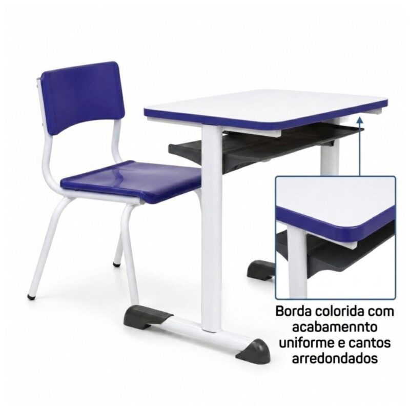 Conjunto Escolar Azul com Mesa e Cadeira 06 a 10 Anos