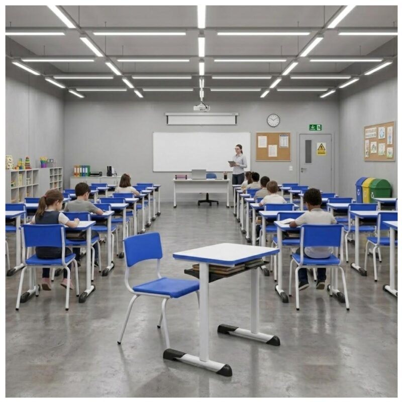 Conjunto Escolar Azul com Mesa e Cadeira 03 a 06 Anos