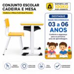 Conjunto Escolar Amarelo com Mesa e Cadeira 03 a 06 Anos