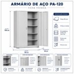 Armário de Aço PA-120 Chapa 26 com 4 Prateleiras