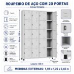 Roupeiro de Aço 20 Portas para Vestiário