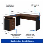 Móveis para Escritório Mesa para Escritório em "L" c/ Gavetão na Auxiliar 1,50x1,50m - Louro / Preto - 23480